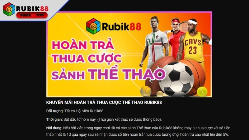 Khuyến mãi hoàn trả cược thua sảnh Thể thao tới 5%
